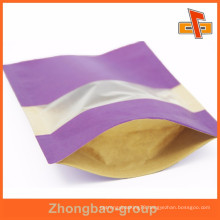 Cusomised CMYK Printed Kraft Paper Snacks Bag Packing With Window